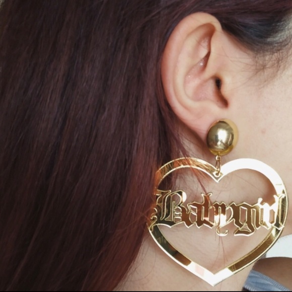 Jewelry - Gold Babygirl Earrings Mirror Reflective